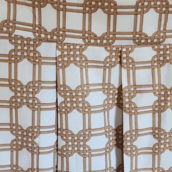 Ann Taylor Rattan Print Pleated Skirt Tan White Size 6 - Picture 2 of 6